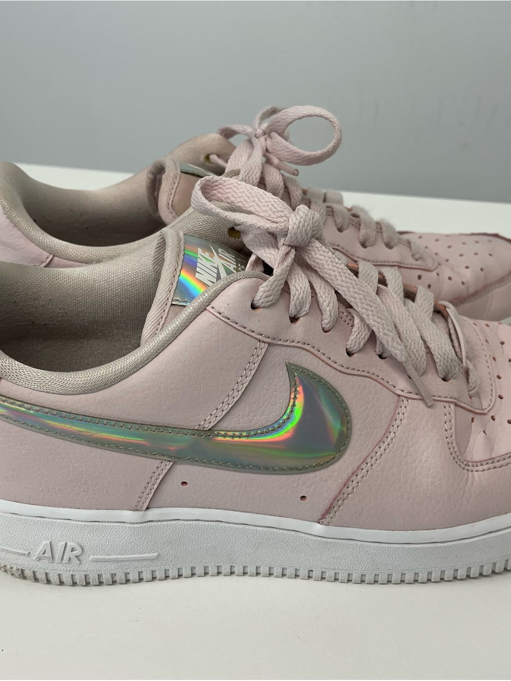 Nike Women’s Pink Air Force 1 Low with Holographic Swoosh